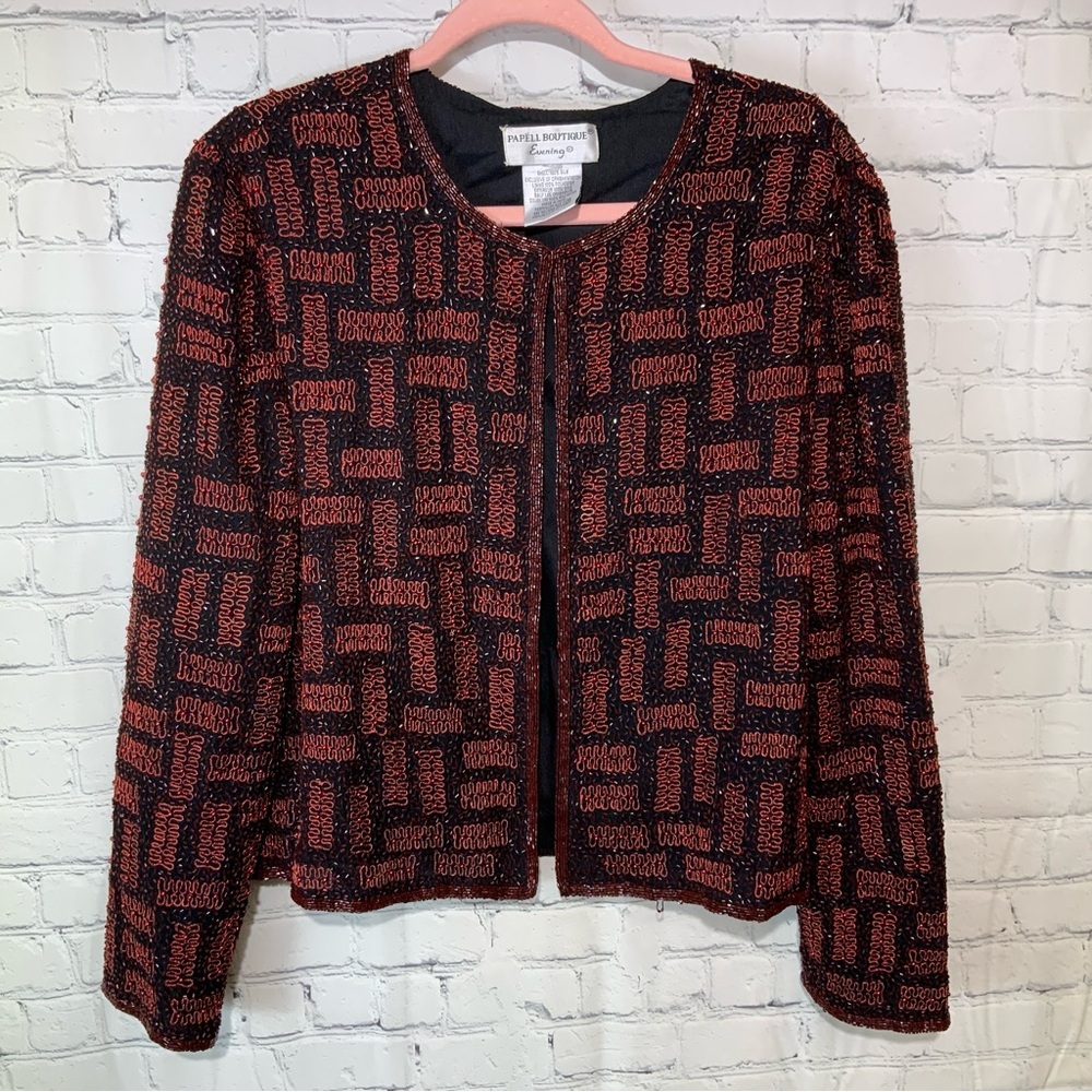 Vintage Pap’ell Boutique Evening Silk Beaded Evening Jacket Medium